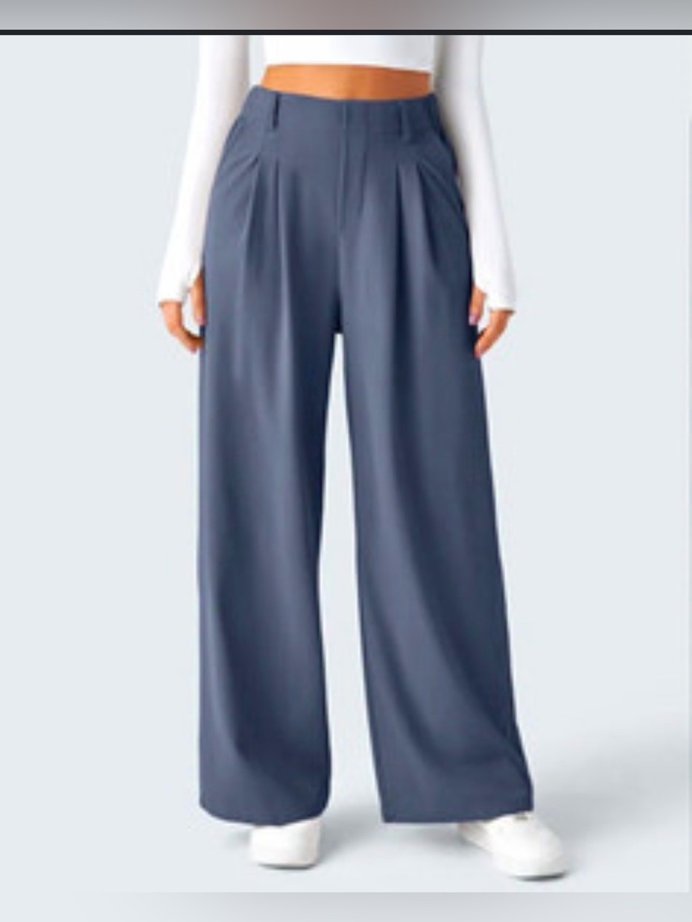 HALARA Slate Blue Wide-Leg High-Waist Pants Size L NWT